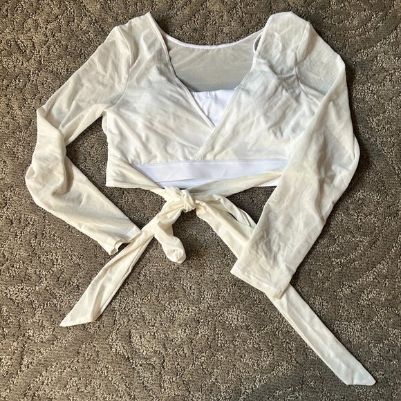 Sheer Crop Top with Built-in Bra - Picture 1 of 2